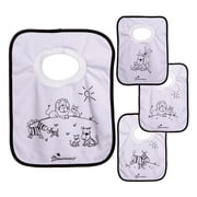 Dreambaby  Terry Cloth Cotton 4 Pack Pullover Baby Bibs for Teething Feeding and Drooling - Super Absorbent & Extra Soft - Machine Washable - Jungle