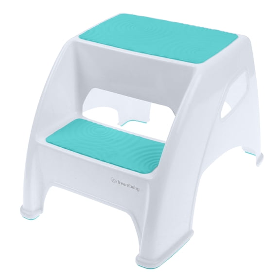 Dreambaby Toddler & Me 2 Step Stool - Designed for Kids & Adults - Holds up to 300lbs Maximum Weight Capacity - 10.5inch Tall & 15.4inch Wide - with Anti Slip Base Pads - Aqua - Model L6070