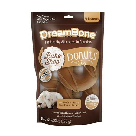 Dreambone Bakeshop Donuts, Rawhide-Free Chews for Dogs, 4 Count, 4.23 oz.