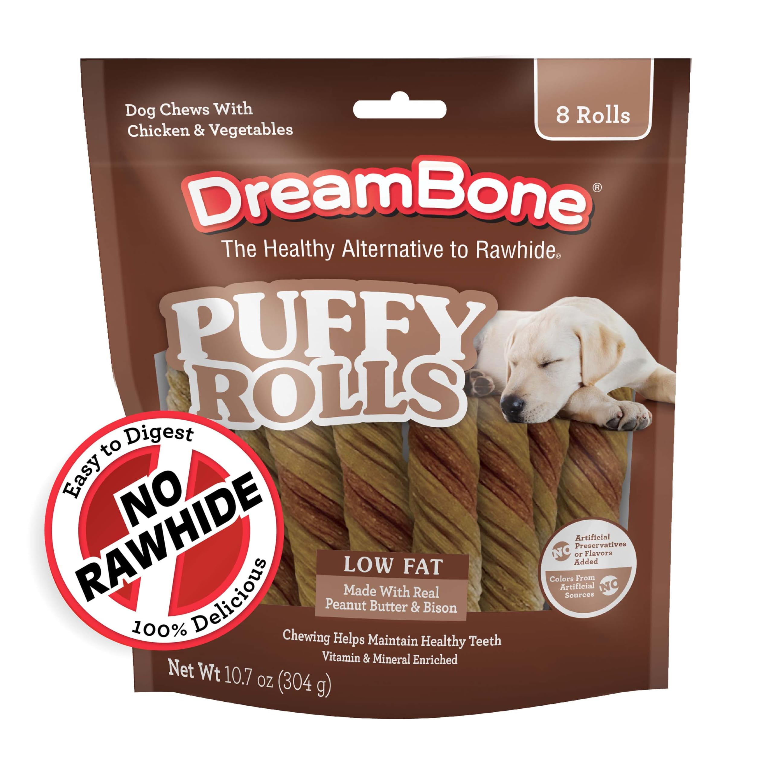 Dreambone Puffy Rolls Chews YPF5 for Dogs, 8 Count, Treat Your Dog to