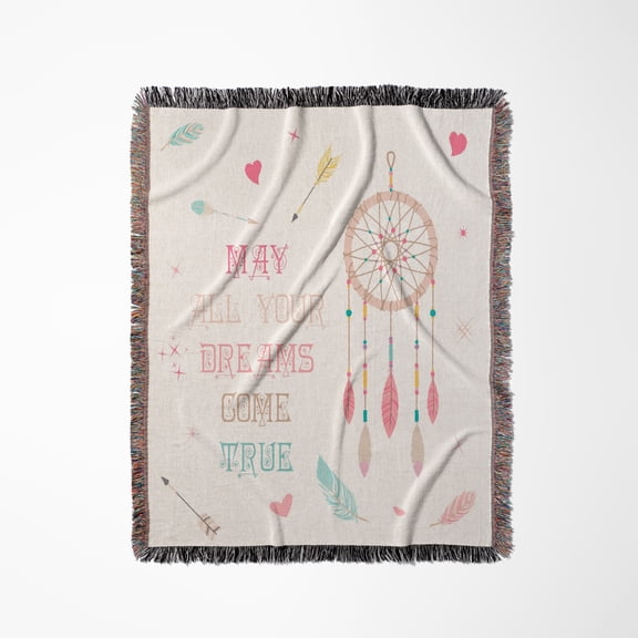 Dreamcatcher, Arrows, Hearts. May All Your Dreams Come True, Woven Blanket