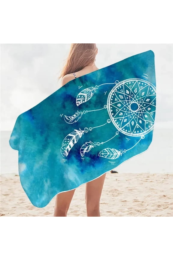 Dreamcatcher Bath Towel Microfiber Watercolor Beach Rectangle Bikini Cover-Up Mat,Sand Proof Absorbent Quick Dry (3)