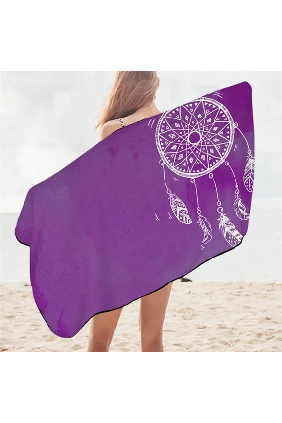 Dreamcatcher Bath Towel Microfiber Watercolor Beach Rectangle Bikini Cover-Up Mat,Sand Proof Absorbent Quick Dry (9)