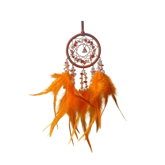 Dreamcatcher Car Pendant with Crystal Stones and Feathers, Handmade Wind Chime for Auto Interior Decor, Bohemian Style Wall Hanging ornament for Home Office Bedroom