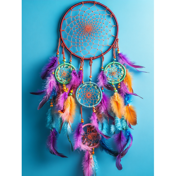 Dreamcatcher Feather Decoration Painting/Canvas Art Suitable for Living Room Bedroom Office Dorm Study Gallery Meditation Space and Bohemian Style Home Decor.