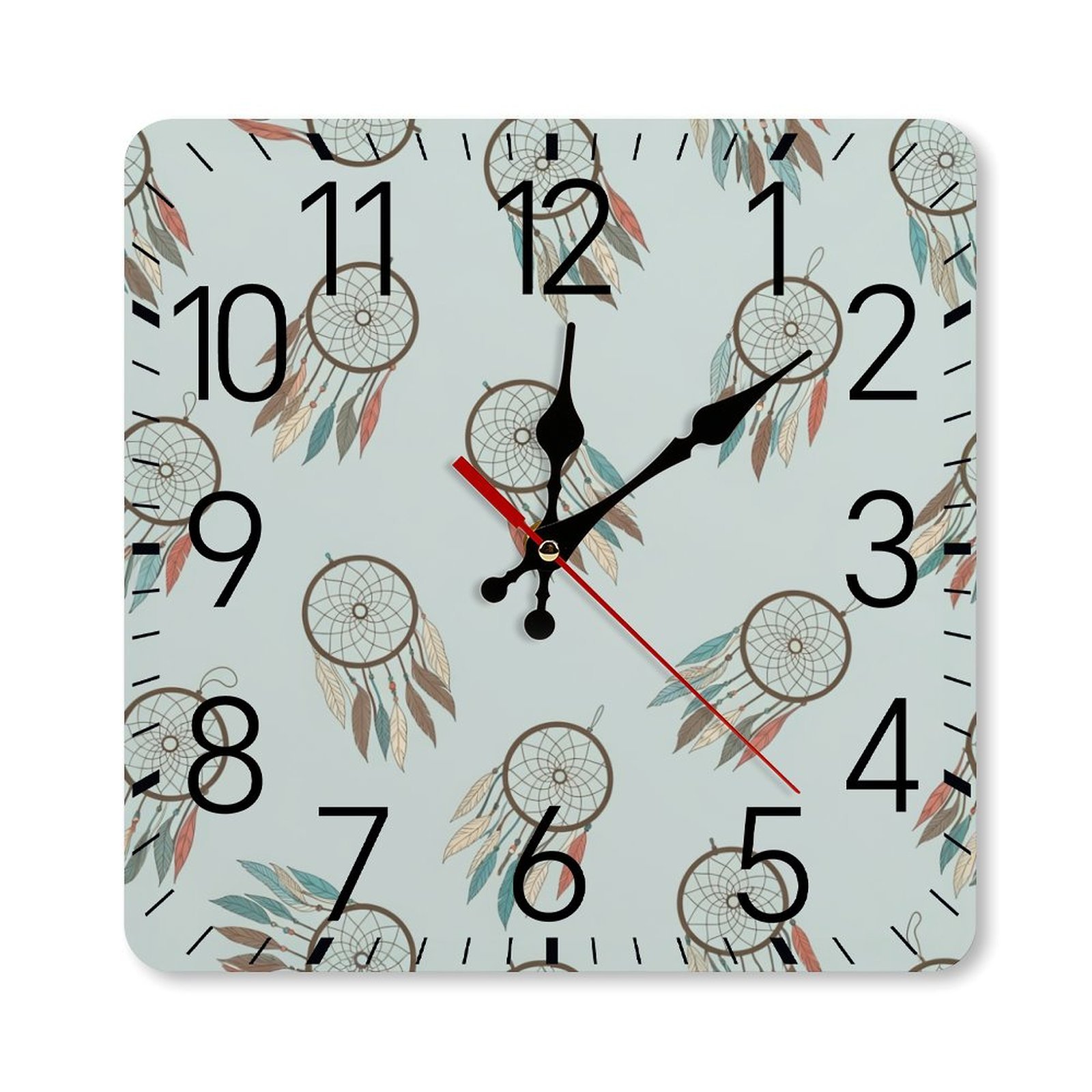 Dreamcatcher Feather Pattern Design Wall Clock Silent Non-Ticking For ...