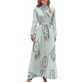 thumbnail image 1 of Dreamcatcher Feather Pattern Design Women's Long Dress Long Sleeves Dress Vintage Dresses Party Maxi Dress High Waist Dress, 1 of 1