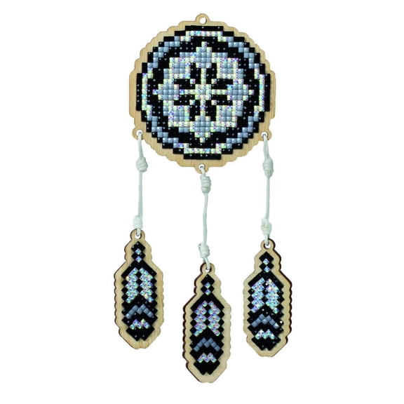 Diamond Art Kit. Creativity kit with Diamond Painting Rhinestones. Dreamcatcher - Grey CSw200