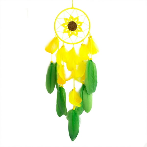 Dreamcatcher Hanging Decor with Colorful Feathers and Glowing Crystals – Elegant Wind Chime for Home Ambient Lighting, Enhances Interior Style, Perfect for Living Rooms, Bedrooms, and Lounge Spaces