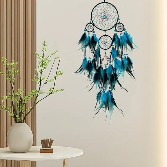 Dreamcatcher Hanging Decoration | Glow In The Dark Crystal Stone Net | Colorful Woven Wind Chime | Multicolor Plastic | 31.5 Inch | Home Wall Art Ornament | Interior Decor Accent
