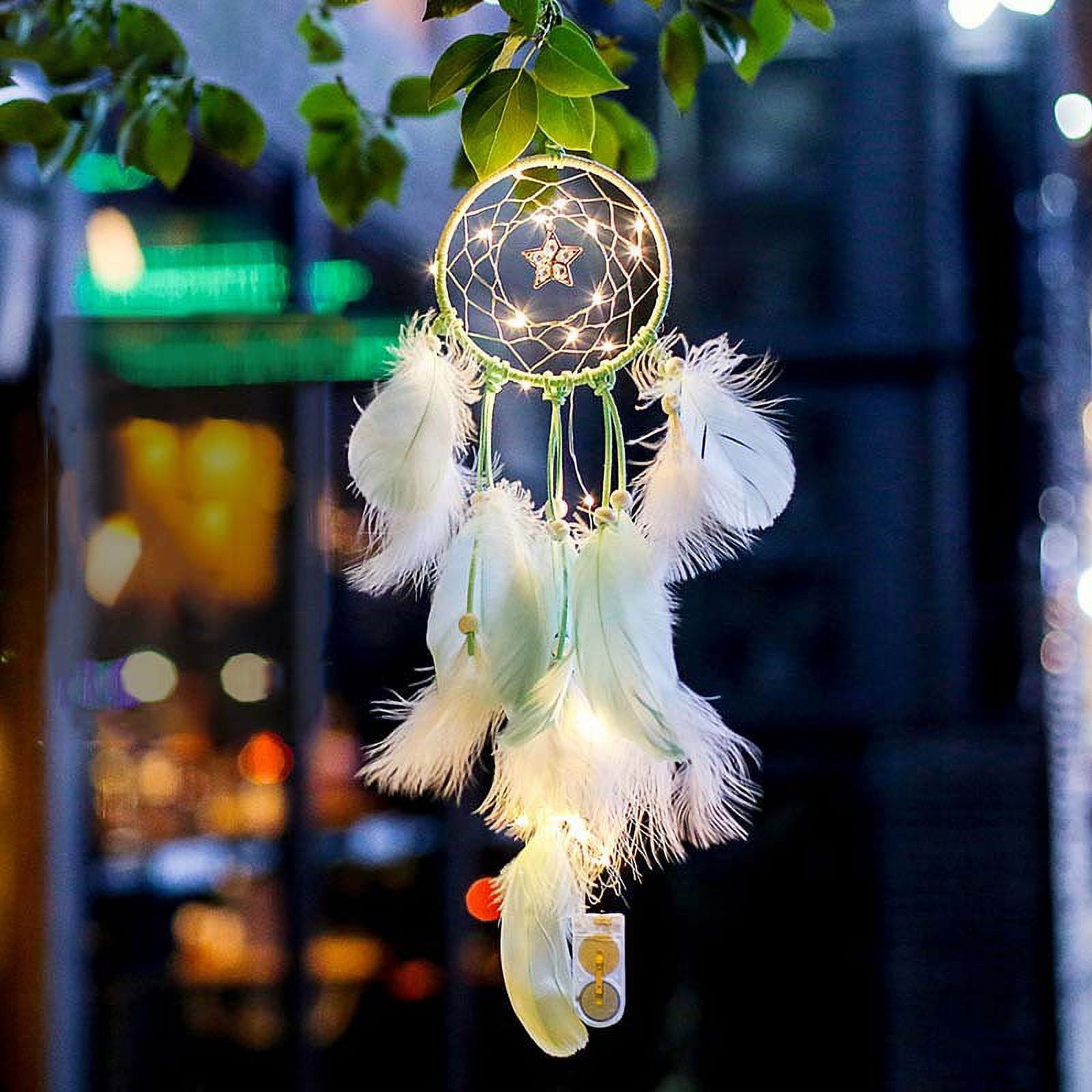 Dreamcatcher LED Car Wall Hanging Decor Indoor Home Wedding Decoration  Birthday Gifts Dream Catcher Dreamcatcher Hanging Ornaments Accessories  Cute Car Indoor Home Hanging Hand Knitting LED Blue 