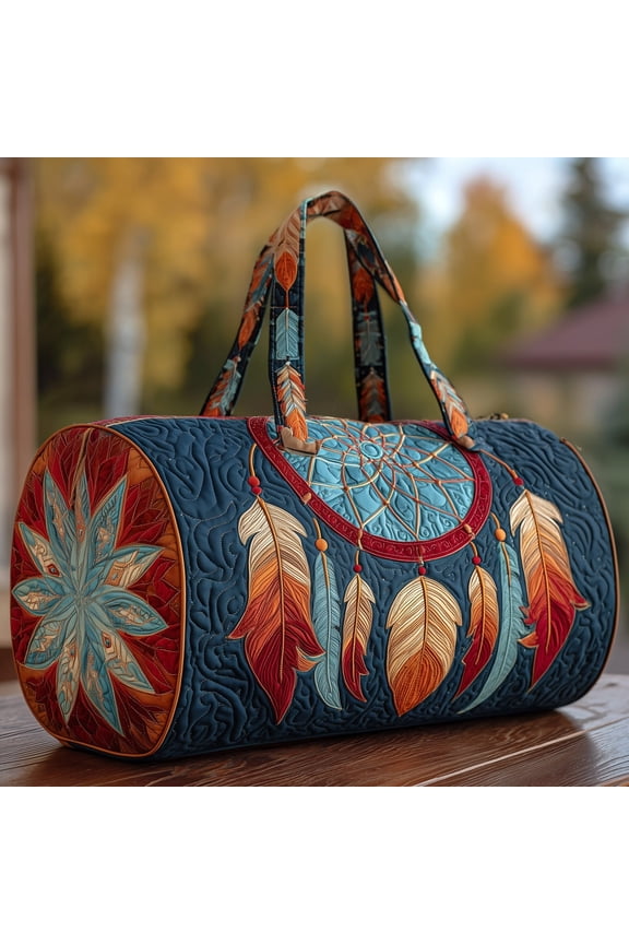 Dreamcatcher Serenity Quilted Duffle Bag with Adjustable Strap,Travel Weekender Bag