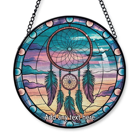 Dreamcatcher Stained Glass Suncatcher Window Hanging Custom Text Window Hanging for Man or Woman, Family & Friends, Christmas 2025 Tree Decoration zQVsiz