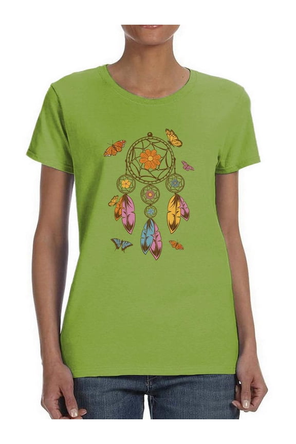 Dreamcatcher W Butterflies T-Shirt Women -Smartprints Designs, Female 3X-Large