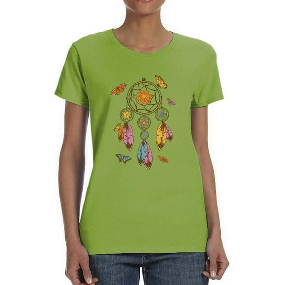 Dreamcatcher W Butterflies T-Shirt Women -Smartprints Designs, Female 5X-Large