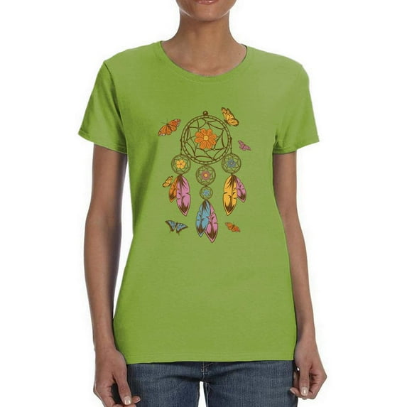 Dreamcatcher W Butterflies T-Shirt Women -Smartprints Designs, Female Large