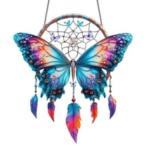 Dreamcatcher Wall Hanging, Acrylic Window Decoration for Indoor Outdoor, Waterproof Sun Catcher for Garden Patio, Bohemian Home Decor(A)