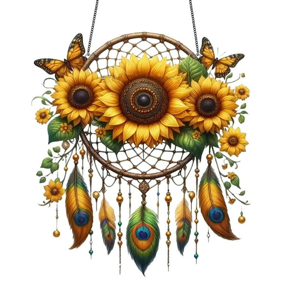 Dreamcatcher Wall Hanging, Acrylic Window Decoration for Indoor Outdoor, Waterproof Sun Catcher for Garden Patio, Bohemian Home Decor(C)