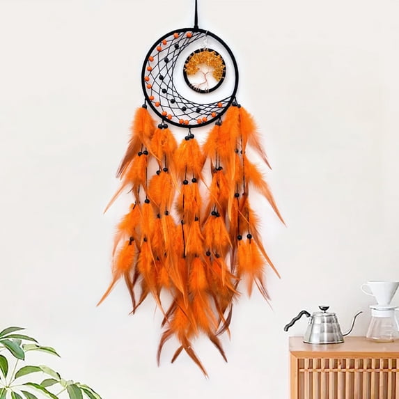 Dreamcatcher Wall Hanging Art | Woven Tree of Life Design | Multicolor Feathers | Bohemian Home Decor | 70x20cm | Scandinavian Room Ornament | Interior Decoration | Polyester Craft | Unique Symbolic