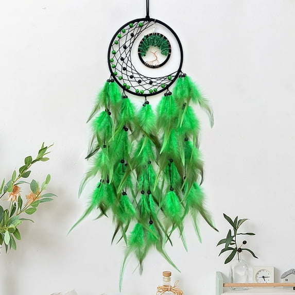 Dreamcatcher Wall Hanging Decor | Woven Tree of Life Art | Multicolor Feather Room Decoration | Scandinavian Home Ornament | 1 Piece | 70x20cm Size