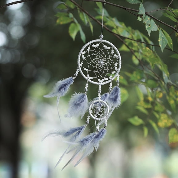 Dreamcatcher Wind Chime Ornament, Handmade Net Hanging Decoration for Home, Room, Car, Wedding, Birthday Gifts, Boho Wall Art with Feathers, 45cm Plume, Single Pack
