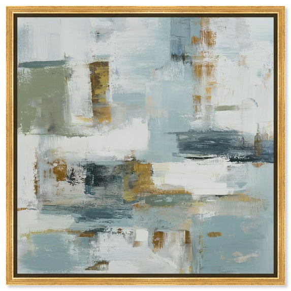 Dreamcatcher's Horizon I Canvas Print Coastal Abstract Art by Art Remedy, Gold Frame, 24 x 24