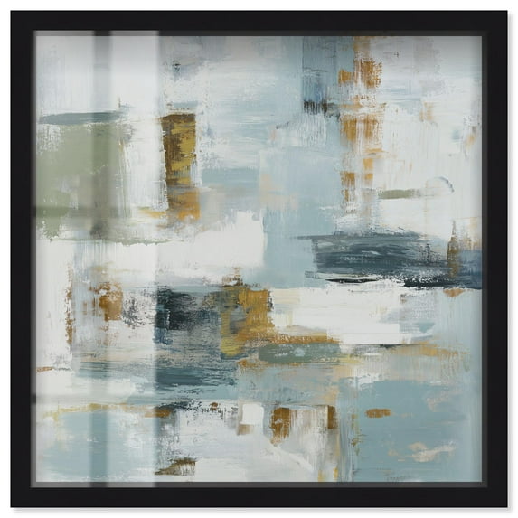 Dreamcatcher's Horizon I Shadowbox Print Coastal Abstract Art by Art Remedy, Black Frame, 40 x 40