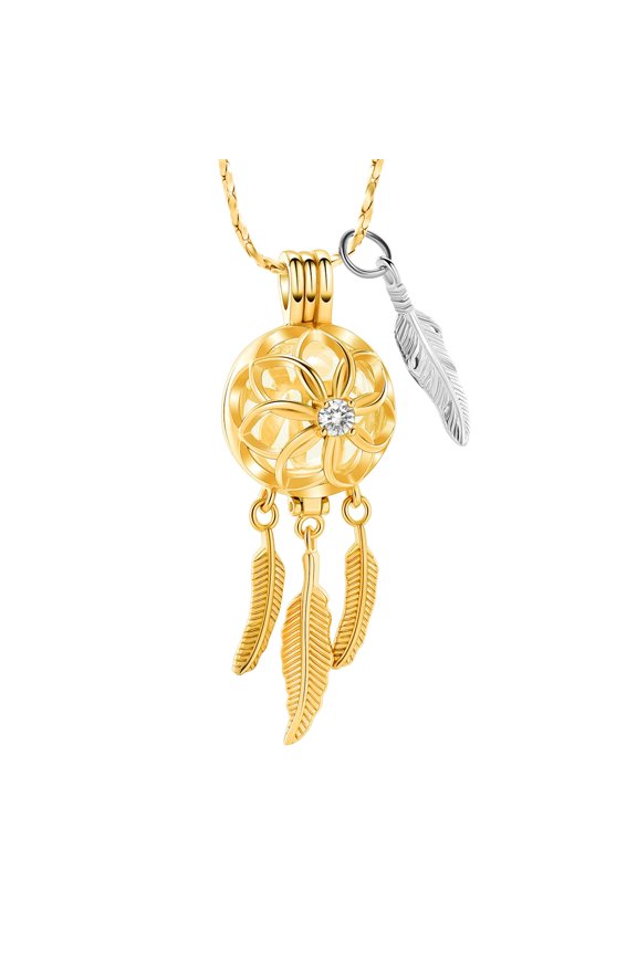 Dreamcather with Angel Wing Necklace for Cremation Ashes Glass Urn Pendant Memorial Jewelry Keepsake Urn for Ashes Flower Perfume