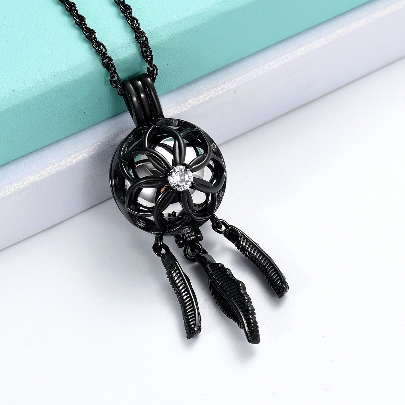 Dreamcather with Hollow Inner Urn Pendant Memory Necklace for Cremation ...