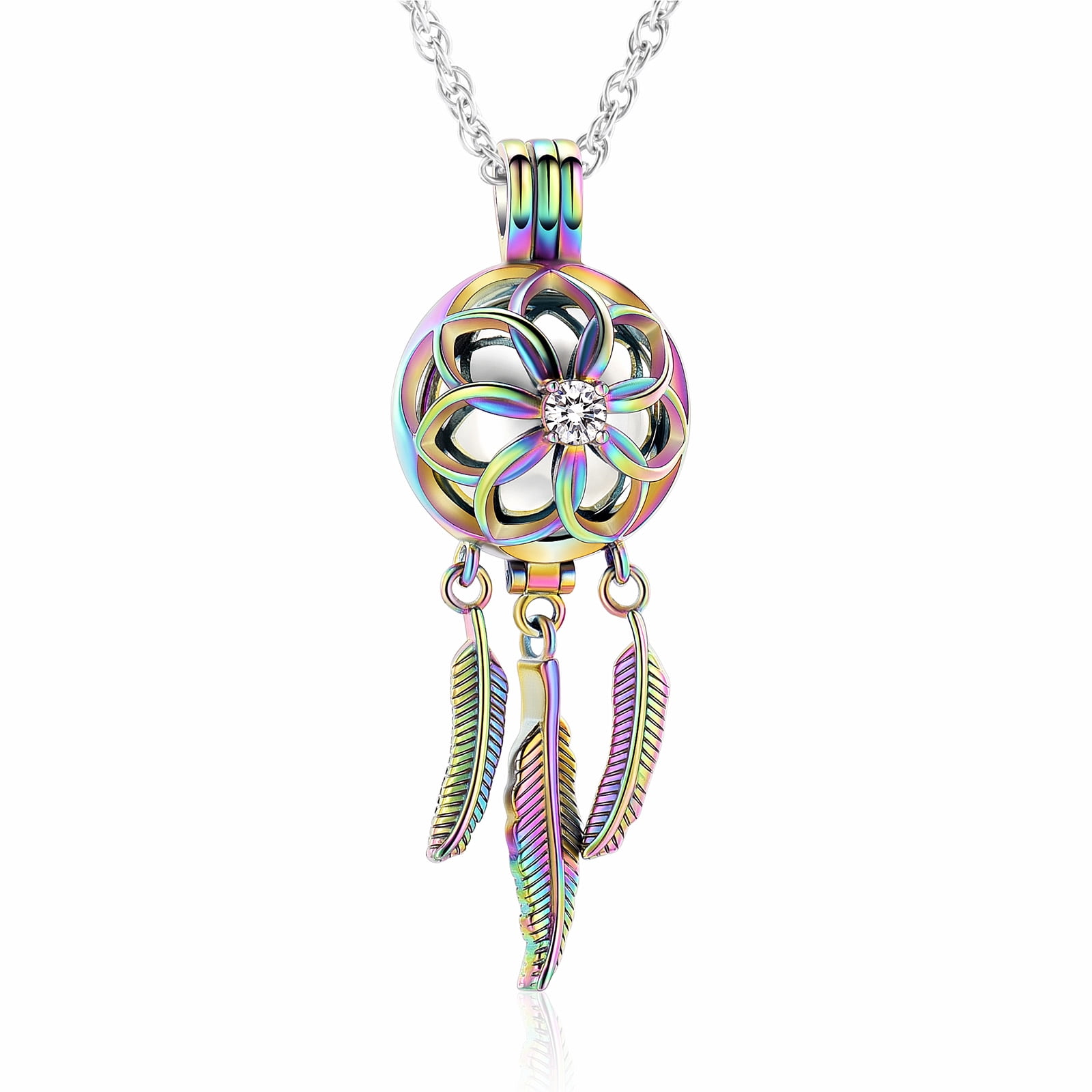 Dreamcather with Hollow Inner Urn Pendant Memory Necklace for Cremation ...