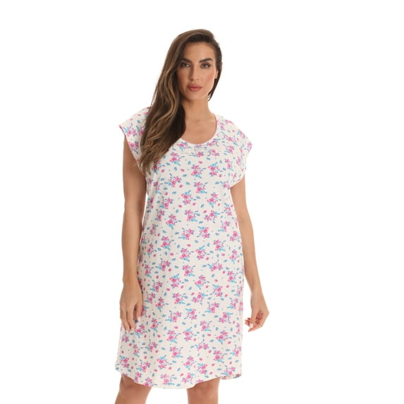 Dreamcrest 100% Cotton Cap Sleeve Night Gown for Women