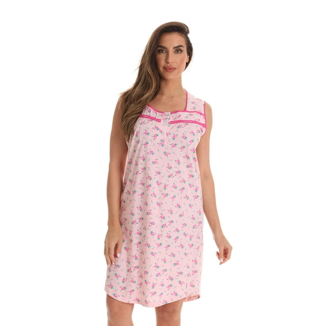 Dreamcrest 100 Cotton Sleeveless Nightgown for Women with Crochet Trim