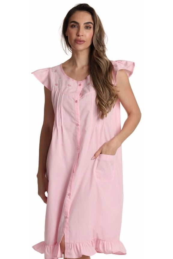 Cap Sleeve Button Front Duster 7505-WHT-XL