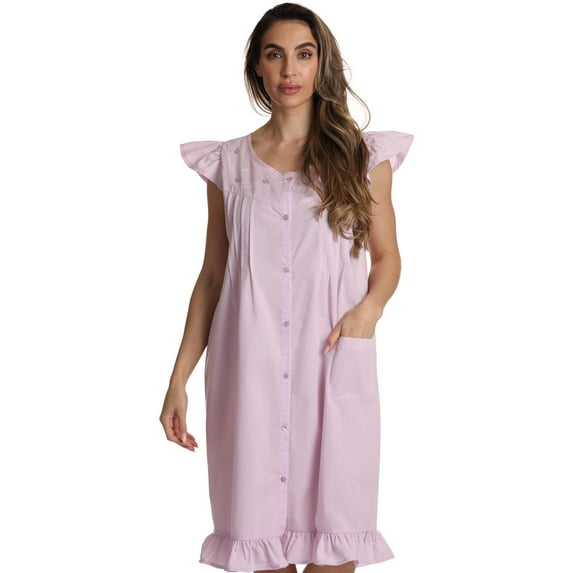 Dreamcrest Cap Sleeve Button Front Duster 7505-BLU-M (Purple, X-Large)