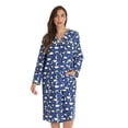 thumbnail image 1 of Dreamcrest Short Sleeve Flannel Duster Housecoat Women Sleepwear 9280-10449-XL (Celestial - Navy, Large), 1 of 3