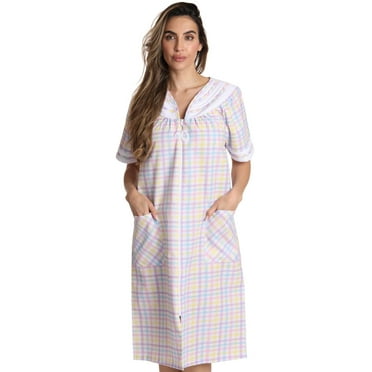 Dreamcrest Short Sleeve Zipper Front Duster 8513-2-1X (Plaid 1 - Multi, 2X)