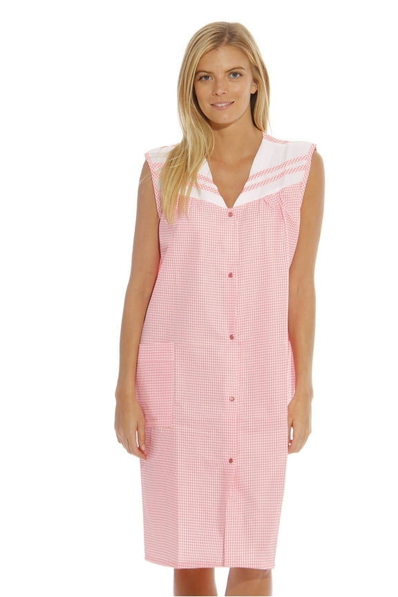 Sleeveless Duster Housecoat Women Sleepwear (Coral, 2X)
