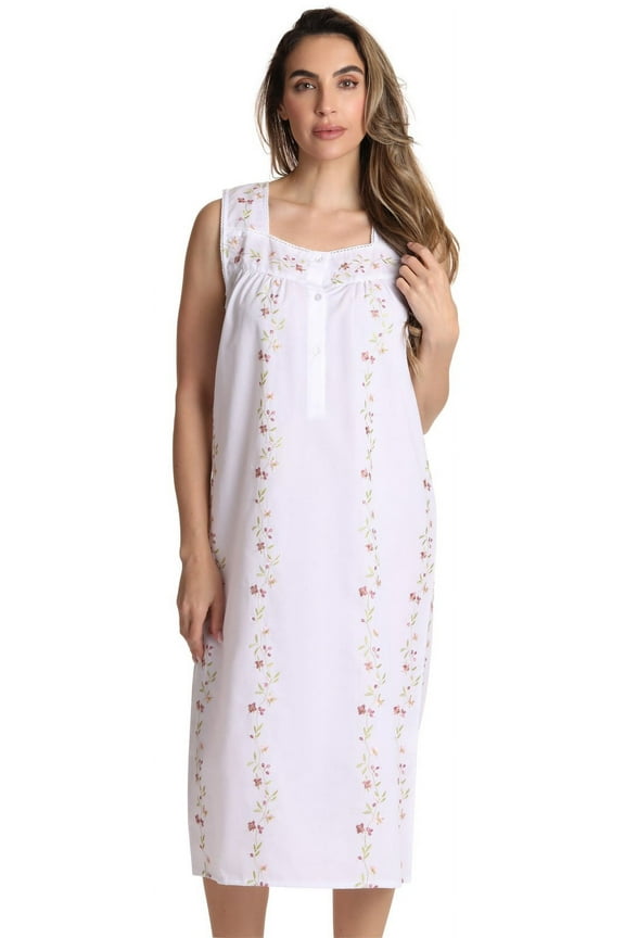 Sleeveless Seersucker Gowns 6510-WHT-S