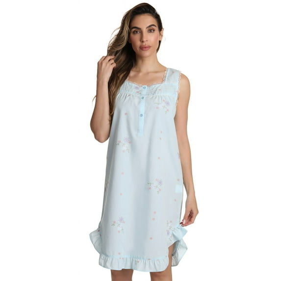 Dreamcrest Sleeveless Seersucker Gowns 6512-BLU-S