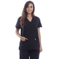 thumbnail image 1 of Dreamcrest Ultra Soft Women's Scrub Tops Medical Scrubs Nursing Uniforms (Black, Extra Small), 1 of 3