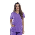thumbnail image 1 of Dreamcrest Ultra Soft Women's Scrub Tops Medical Scrubs Nursing Uniforms (Purple, Large), 1 of 2