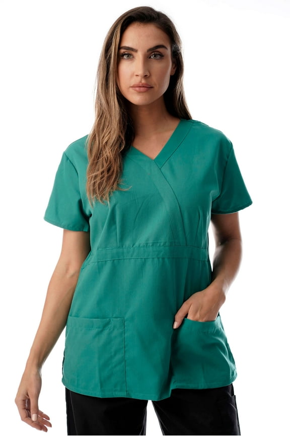 Ultra Soft Women's Scrub Tops Medical Scrubs Nursing Uniforms (Surgical Green, Medium)