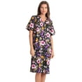 thumbnail image 1 of Dreamcrest Women Lounge House Dress  Short Sleeve Nightgown Sleep Dress House Dress w Side Pocket (Black - Dreamy Floral, Small), 1 of 3
