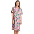 thumbnail image 1 of Dreamcrest Women Lounge House Dress  Short Sleeve Nightgown Sleep Dress House Dress w Side Pocket (Pink - Hibiscus Parrot, 3X), 1 of 3