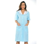 Dreamcrest Women Short Sleeve Housecoat - Comfortable Loungewear for Sleep and Relaxation (Royal, Large)