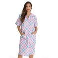 thumbnail image 2 of Dreamcrest Seersucker Duster Robe - Snap Front House Coat With Pockets For Women, 55% Cotton Comfort 2 of 10