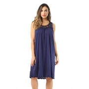 Dreamcrest Women's Silky Soft Nightgown - Elegant Crochet Trim Sleep Dress for Comfortable Nights (Navy, X-large)