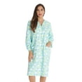 thumbnail image 1 of Dreamcrest Women’s Snap-Front House Coat Flannel Duster Robe with Pockets (Celestial - Aqua, Large), 1 of 3