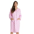 thumbnail image 1 of Dreamcrest Women’s Snap-Front House Coat Flannel Duster Robe with Pockets (Pink - Argyle Heart, 3X), 1 of 3