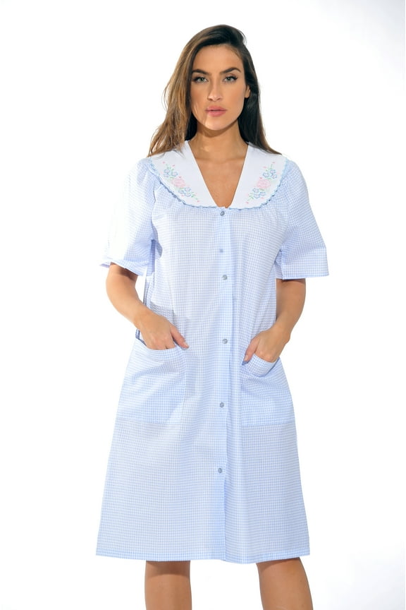 Women's XL Short Sleeve Cotton Nightgown & Sleepshirt, Blue